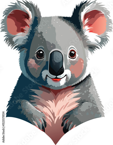 Koala Head Vector – Cute Australian Animal Close-Up Cartoon Illustration