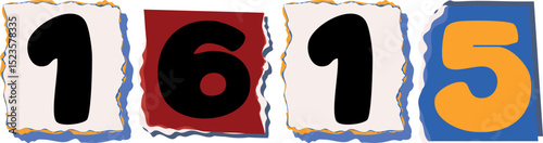 1615 Retro torn paper number Design art