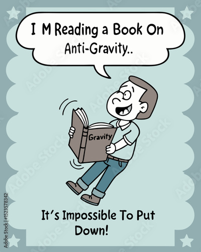 A Hilarious Illustrated Poster Defying Gravity with a Book on Anti-Gravity – It's Impossible to Put Down!