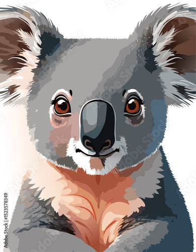 Koala Head Vector – Cute Australian Animal Close-Up Cartoon Illustration
