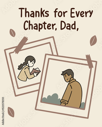A heartfelt scrapbook-style poster design Thanks for Every Chapter, Dad - expressing gratitude and love for a father