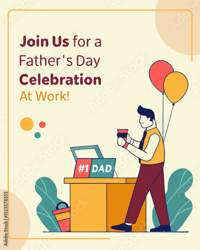 Celebrate Father's Day A Modern Workplace Poster Design Featuring a Dad in Business Casual Attire