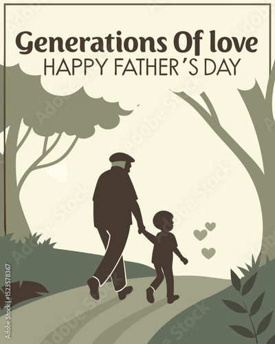 Celebrating Generations of Love A Father's Day Poster Featuring Grandfather, Father, and Child Walking Together