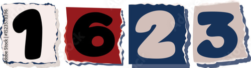 1623 Retro torn paper number Design art