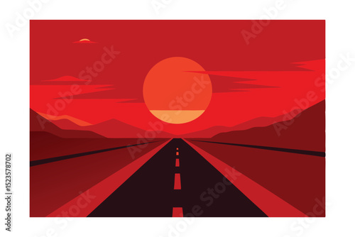 Crimson Sunset Highway A Journey into the Red Horizon