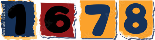 1678 Retro torn paper number Design art