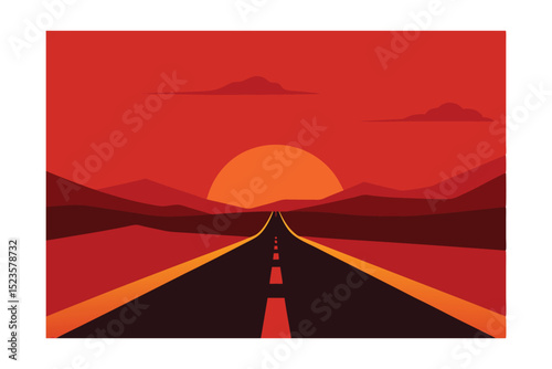 Sunset Highway A Journey into the Fiery Hues of Desert Landscape