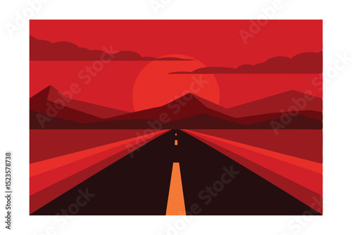 Red Desert Sunset A Scenic Highway Journey at Dusk