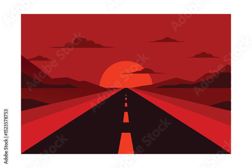 Red Sunset Highway A Journey into the Crimson Horizon