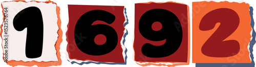 1692 Retro torn paper number Design art