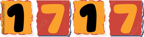 1717 Retro torn paper number Design art