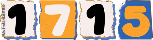 1715 Retro torn paper number Design art