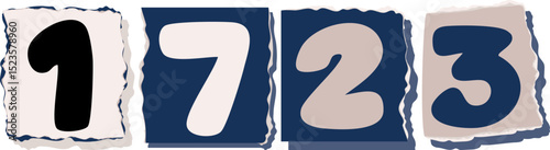 1723 Retro torn paper number Design art