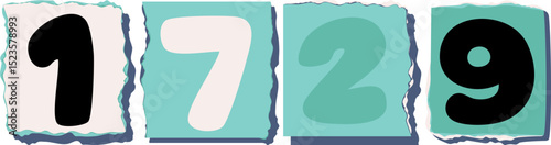 1729 Retro torn paper number Design art