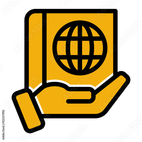 An icon symbolizing international law, representing global regulations, treaties, and diplomacy. Ideal for legal organizations, NGOs, and international relations. (Solid Color Outline Style)