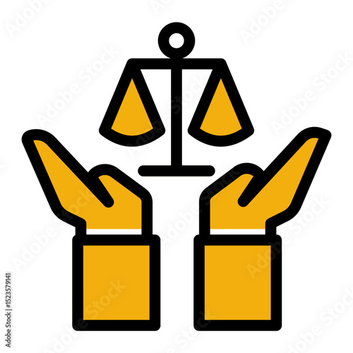 An icon embodying justice, symbolizing fairness, law, and moral balance. Ideal for legal firms, human rights organizations, and judicial content. (Solid Color Outline Style)