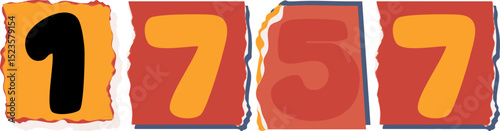 1757 Retro torn paper number Design art