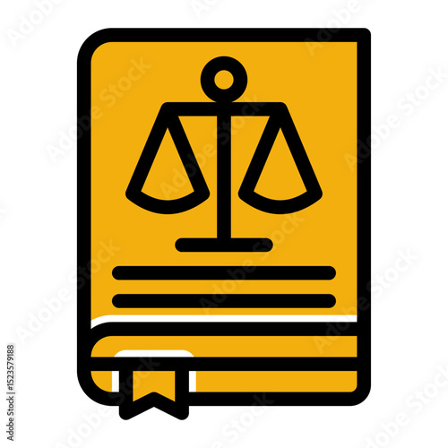 An icon of a law book, representing legal knowledge, constitution, and judicial reference. Suitable for education, legal studies, and legislative content. (Solid Color Outline Style)