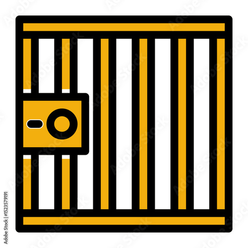 An icon depicting a jail, symbolizing imprisonment, detention, and legal consequences. Ideal for crime-related content, law enforcement, and justice systems. (Solid Color Outline Style)
