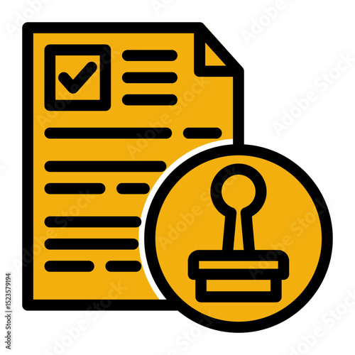 An icon representing approval, symbolizing legal authorization, validation, and compliance. Ideal for legal, governmental, and business documentation. (Solid Color Outline Style)