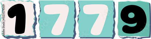 1779 Retro torn paper number Design art