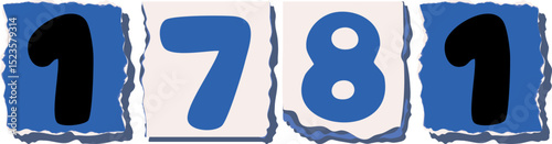 1781 Retro torn paper number Design art