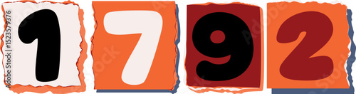1792 Retro torn paper number Design art
