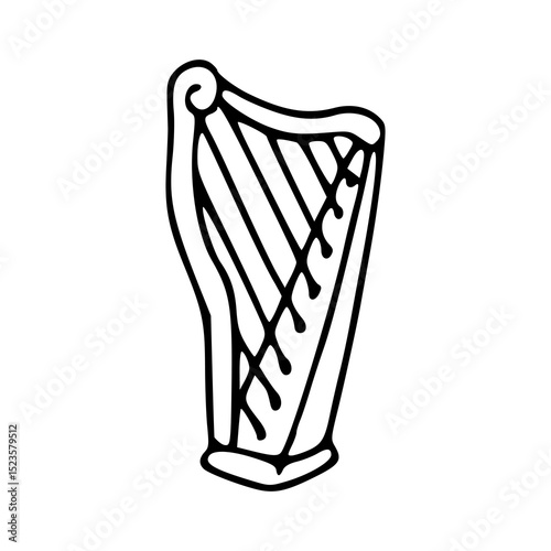Irish harp line art vector illustration