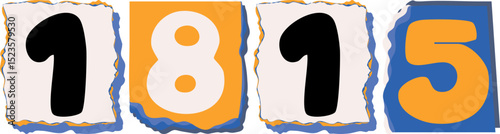 1815 Retro torn paper number Design art