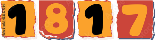 1817 Retro torn paper number Design art