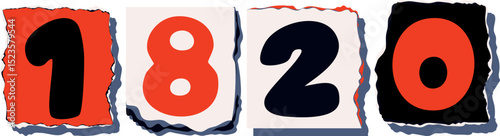 1820 Retro torn paper number Design art