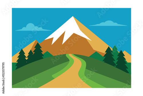 Majestic Mountain Peak A Serene Landscape Illustration