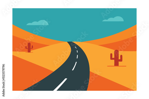 Desert Highway A Journey Through Sun-Drenched Landscapes