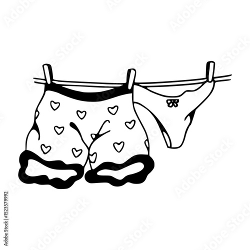 underwear and boxer shorts on clothesline