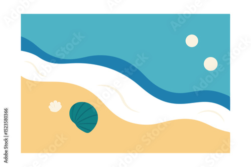 Serene Beach Scene Coastal Relaxation and Summer Vibes Illustration