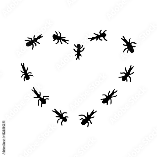 ant heart pattern - insect colony drawing