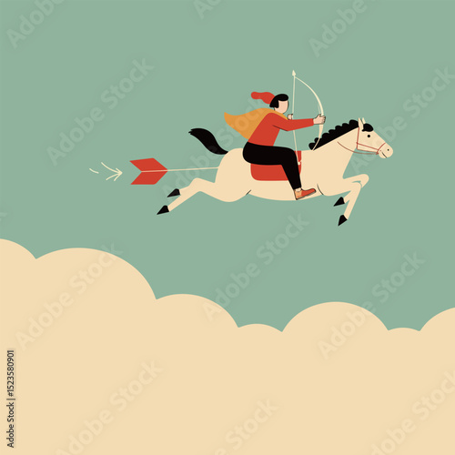 Archer on Horseback Above Clouds