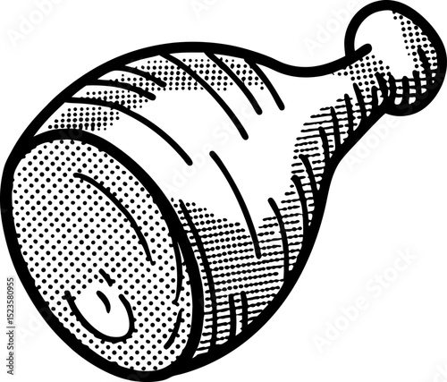 Hand drawn ham illustration retro meat, vintage butcher engraving, delicious food design isolated on white background