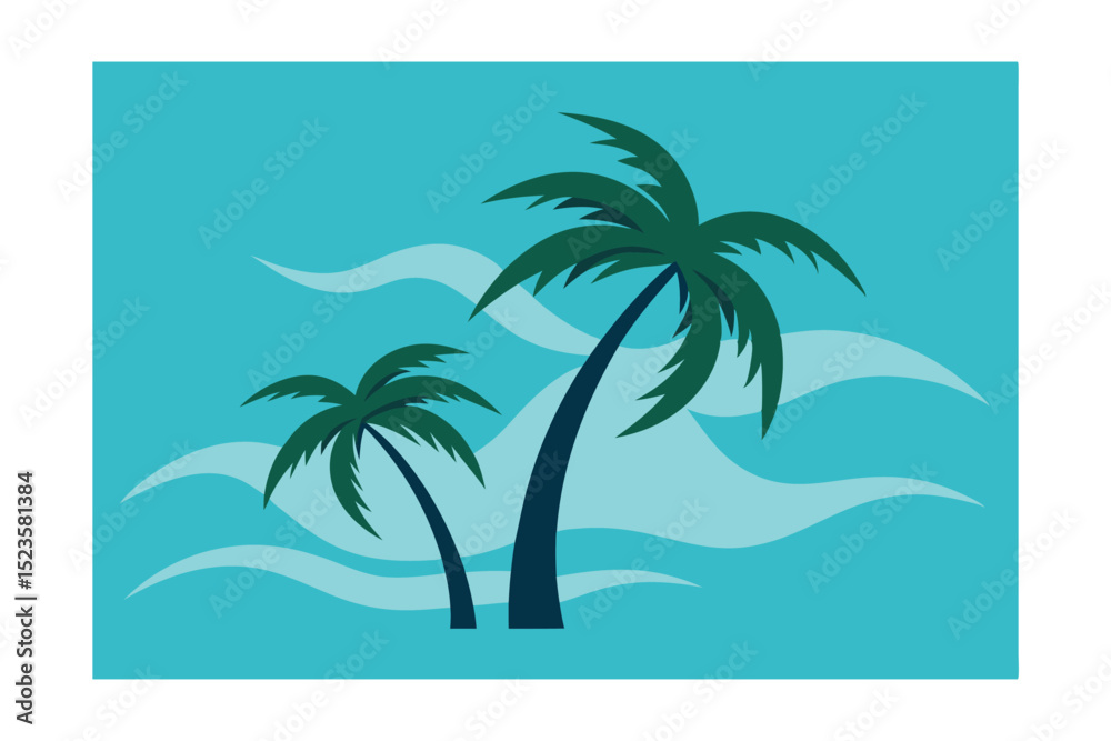 Obraz premium Tropical Paradise Palm Trees Swaying in Gentle Ocean Breeze