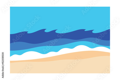 Serene Coastal Scene Ocean Waves Crashing on Sandy Beach