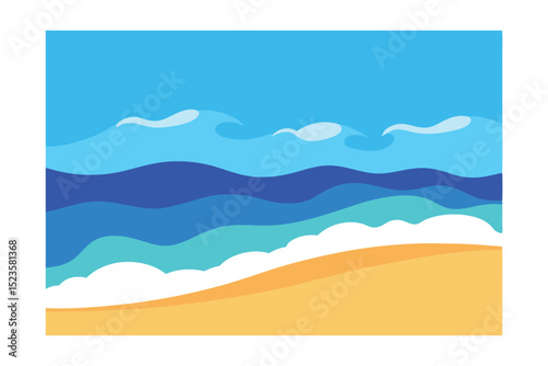 Serene Ocean Waves Crashing on Sandy Beach A Summer Idyll