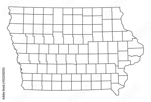 Iowa Outline Administrative Map Vector