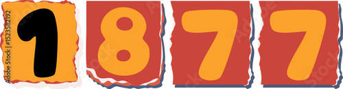 1877 Retro torn paper number Design art