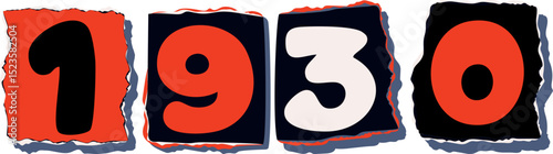 1930 Retro torn paper number Design art