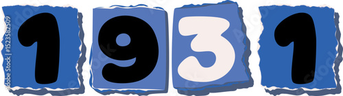 1931 Retro torn paper number Design art