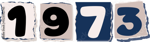 1973 Retro torn paper number Design art