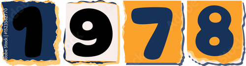1978 Retro torn paper number Design art