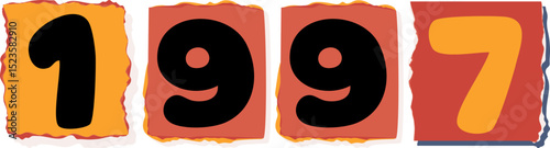 1997 Retro torn paper number Design art
