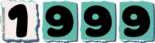 1999 Retro torn paper number Design art