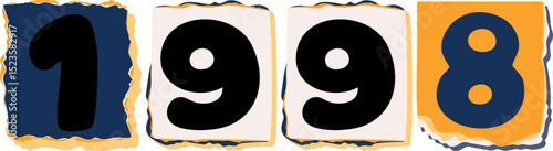 1998 Retro torn paper number Design art